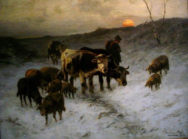 Christian Mali Winter evening after the cattle market Spain oil painting art